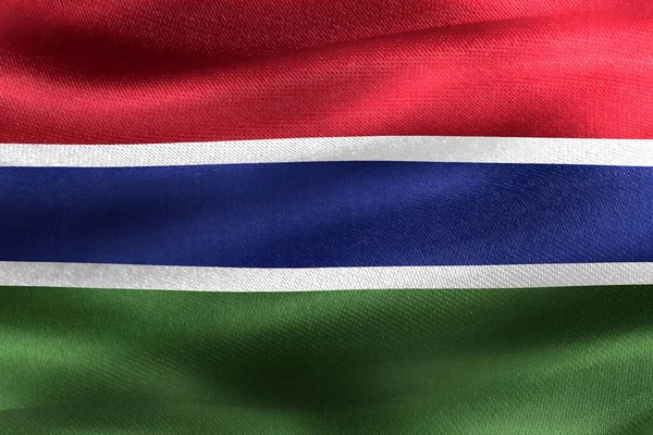 Gambia Flagga Realistisk Vinka Tyg Flagga — Stockfoto