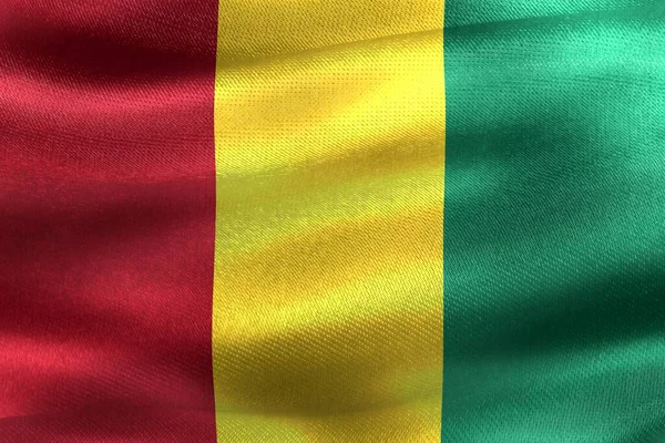 Guinea Zászló Reális Hullámzó Szövet Zászló — Stock Fotó