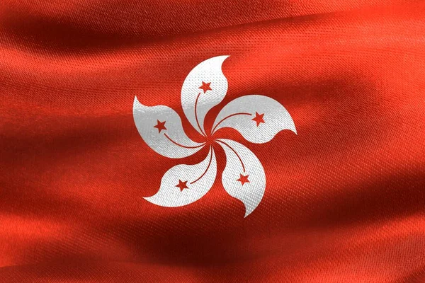 Флаг Гонконга Реалистичный Тканевый Флаг — стоковое фото