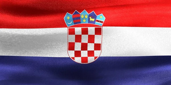 Bandeira Croácia Bandeira Tecido Acenar Realista — Fotografia de Stock