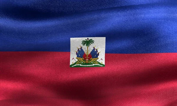 Bandera Haití Bandera Tela Ondeante Realista —  Fotos de Stock