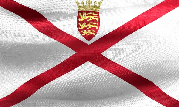 Jersey Vlajka Realistické Mávání Tkaniny Vlajka — Stock fotografie