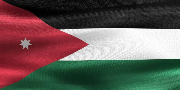 Flaga Jordanii Realistyczna Flaga — Zdjęcie stockowe