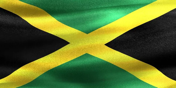 Jamaika Bayrağı Gerçekçi Kumaş Bayrağı — Stok fotoğraf