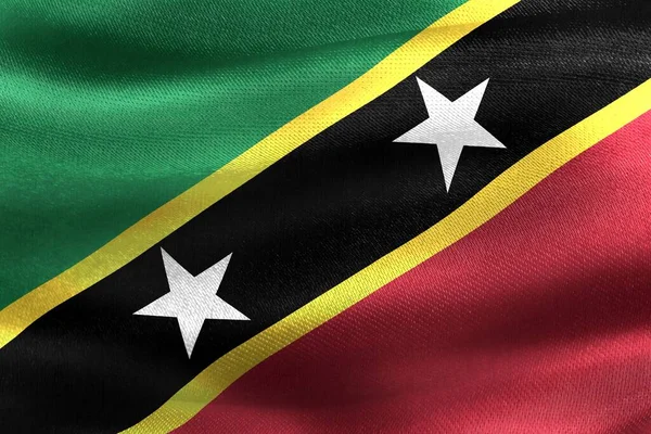 Saint Kitts Nevis Flag Реалістичний Махаючий Прапор — стокове фото