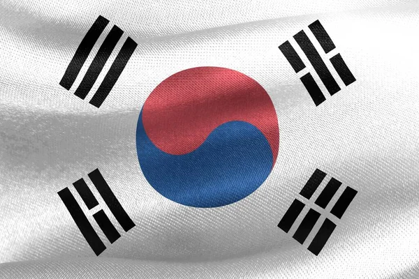 Zuid Korea Vlag Realistische Zwaaiende Stof Vlag — Stockfoto