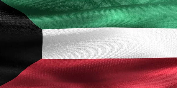 Флаг Кувейта Реалистичный Тканевый Флаг — стоковое фото