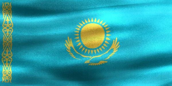 Kazachstan Vlag Realistische Zwaaiende Stof Vlag — Stockfoto