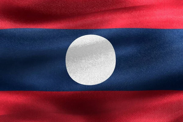 老挝国旗 现实的挥动面料旗 — 图库照片