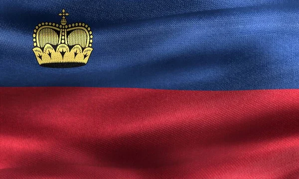 Liechtenstein Flagga Realistisk Vinka Tyg Flagga — Stockfoto
