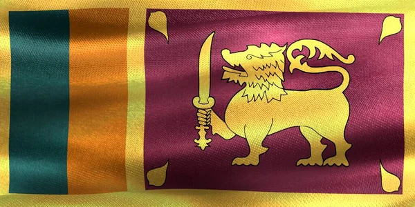 斯里兰卡国旗 现实的挥动面料国旗 — 图库照片