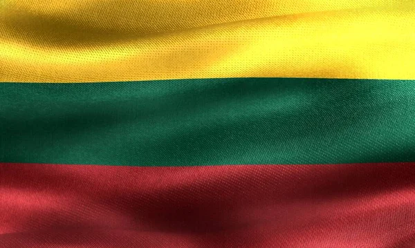 Flaga Litwy Realistyczna Flaga Tkaniny Falującej — Zdjęcie stockowe