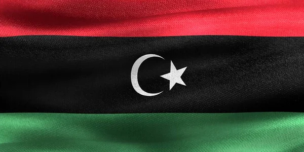 Flaga Libii Realistyczna Flaga Tkaniny Machającej — Zdjęcie stockowe