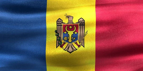 Moldawische Flagge Realistisch Schwingende Stofffahne — Stockfoto
