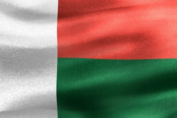 Bandeira Madagáscar Bandeira Tecido Ondulação Realista — Fotografia de Stock