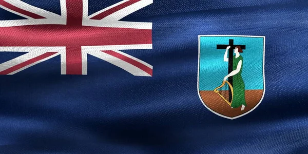 Bendera Montserrat Bendera Kain Melambai Yang Realistis — Stok Foto