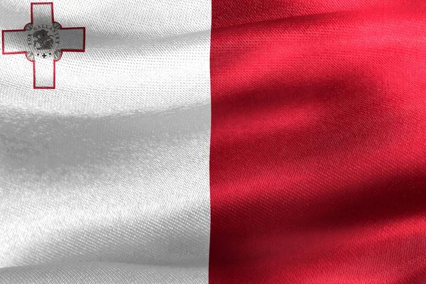 Bandera Malta Bandera Tela Ondeante Realista — Foto de Stock