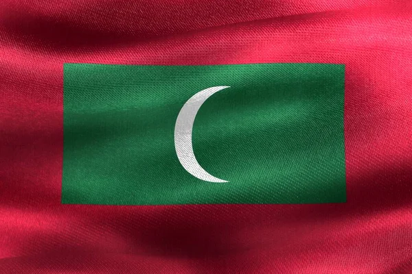 Maldivler Bayrağı Gerçekçi Kumaş Bayrağı Sallıyor — Stok fotoğraf