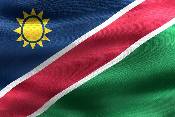 Bandiera Namibia Bandiera Tessuto Sventolante Realistica — Foto Stock