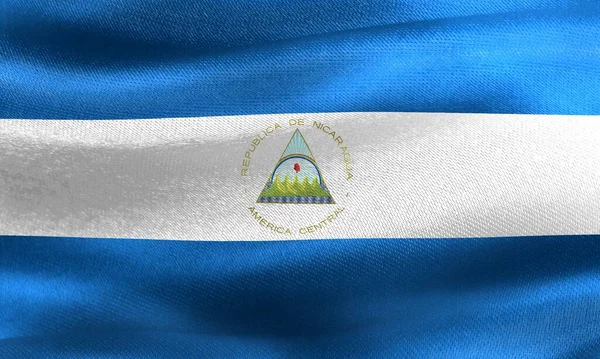 Bandera Nicaragua Bandera Tela Ondeante Realista — Foto de Stock