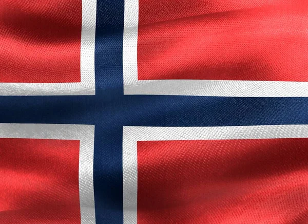 Norge Flagga Realistisk Vinka Tyg Flagga — Stockfoto