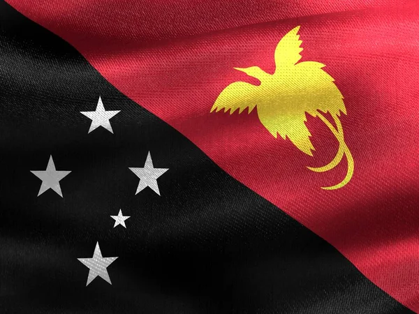 Papua New Guinea Flag Realistic Waving Fabric Flag — Stock Photo, Image
