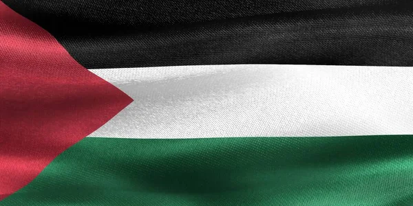 Flaga Palestyny Realistyczna Flaga Tkaniny Machającej — Zdjęcie stockowe