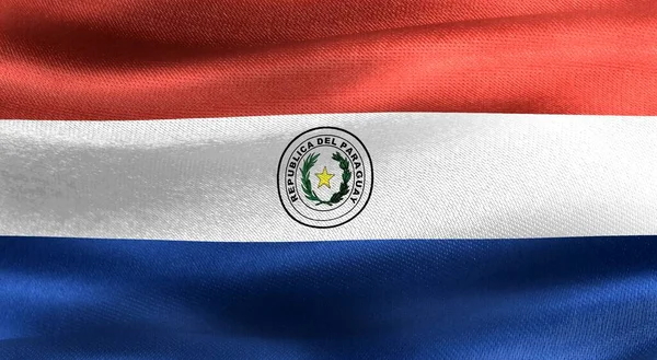 巴拉圭国旗 现实的挥动面料国旗 — 图库照片