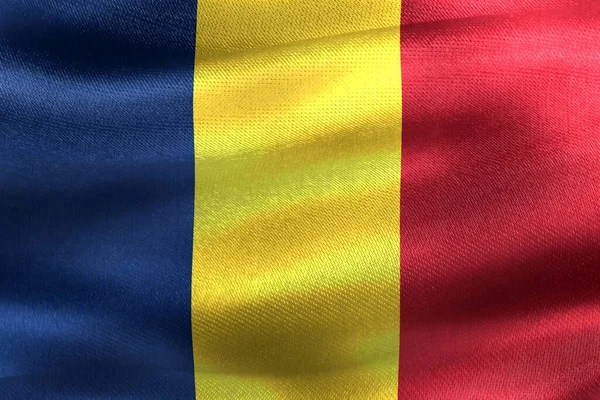 Romania Bandiera Bandiera Tessuto Sventolante Realistico — Foto Stock