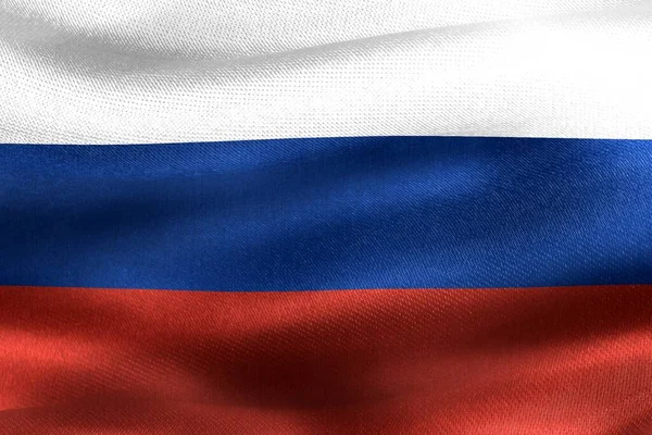 Російський Прапор Реалістичний Махаючий Тканинний Прапор — стокове фото