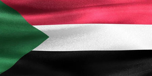Sudan Flagge Realistisch Schwenkende Stofffahne — Stockfoto