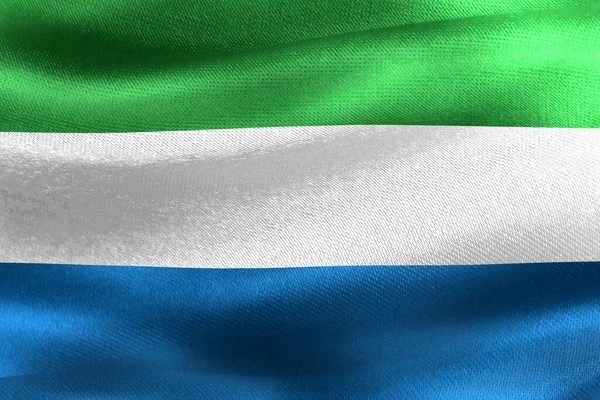 Illustrazione Una Bandiera Della Sierra Leone Bandiera Tessuto Sventolante Realistica — Foto Stock