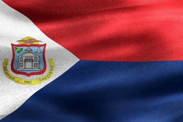 Illustration Sint Maarten Flag リアルな手の布の旗 — ストック写真