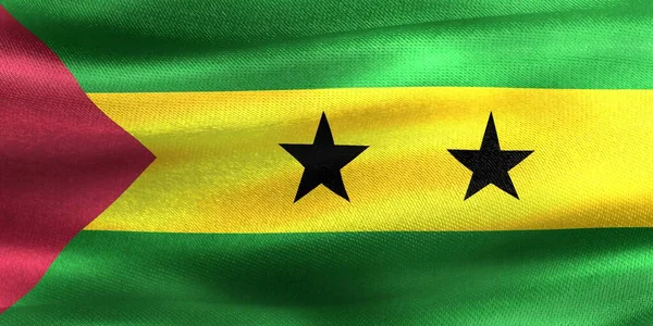Illustration Einer Sao Tome Und Principe Flagge Realistisch Schwenkende Stofffahne — Stockfoto