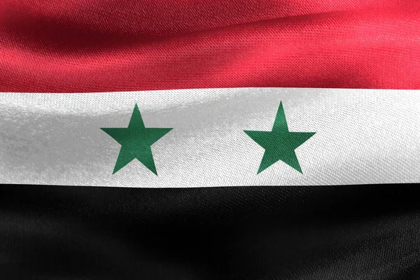 Ilustracja Flagi Syrii Realistyczna Flaga Machająca Tkaniną — Zdjęcie stockowe