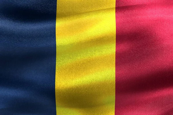 Illustration Einer Tschad Flagge Realistisch Schwenkende Stofffahne — Stockfoto