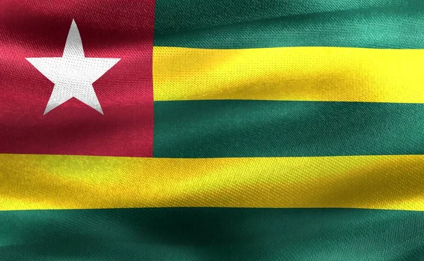 Illusztráció Egy Togo Zászló Reális Hullámzó Szövet Zászló — Stock Fotó