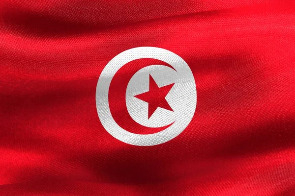 Ilustracja Flagi Tunezji Realistyczna Flaga Falistej Tkaniny — Zdjęcie stockowe