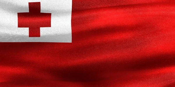 Illustration Tonga Flag Realistic Waving Fabric Flag — Stock Photo, Image