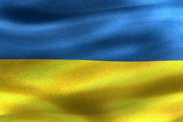 Illustrazione Una Bandiera Ucraina Bandiera Tessuto Sventolante Realistico — Foto Stock