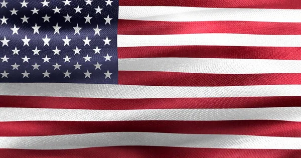 Illustrazione Una Bandiera Usa Bandiera Tessuto Sventolante Realistica — Foto Stock