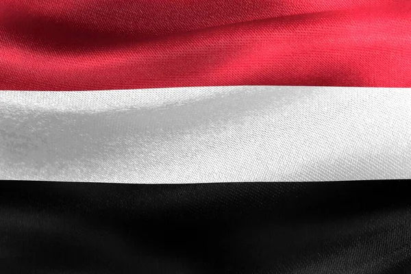 Bir Yemen Bayrağının Boyutlu Görüntüsü Gerçekçi Kumaş Bayrağı Sallama — Stok fotoğraf