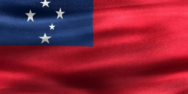 Illustration Samoa Flagga Realistisk Vinka Tyg Flagga — Stockfoto