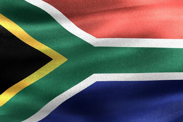 Illustrazione Una Bandiera Sudafricana Bandiera Tessuto Sventolante Realistica — Foto Stock