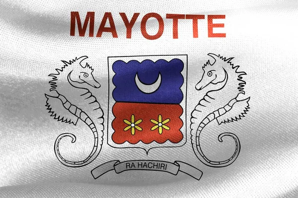 Illustration Mayotte Flag Realistic Waving Fabric Flag — Stock Photo, Image