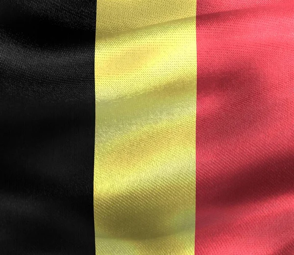 Belgische Flagge Realistisch Schwenkende Stofffahne — Stockfoto