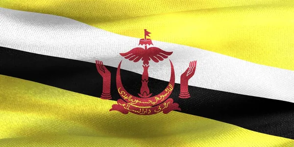Bandeira Brunei Bandeira Tecido Ondulante Realista — Fotografia de Stock