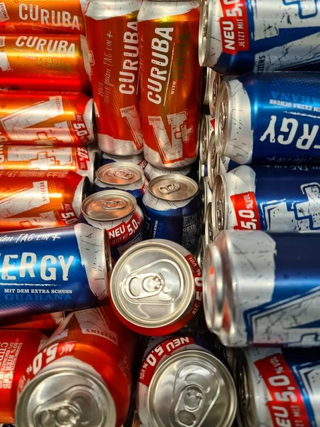 Numerous Cans Drinks Energy Drink Veltins Brand Sale — Stock Photo, Image