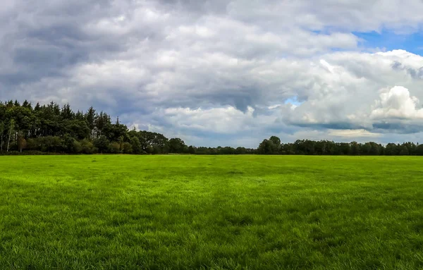 Beautiful High Resolution Panorama Northern European Country Landscape Fields Green — Stock Photo, Image