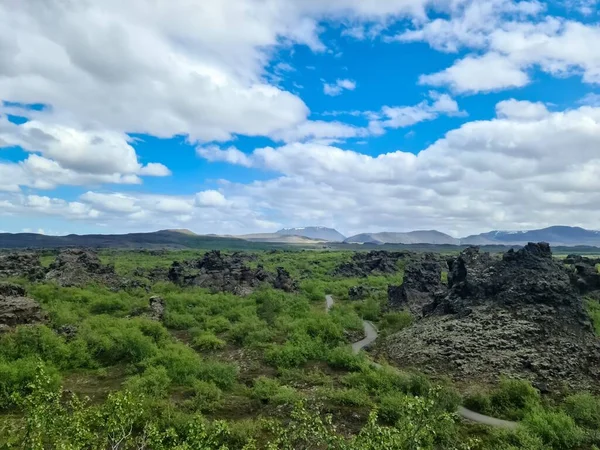 View Lava Fields Volcanic Eruption Iceland — ストック写真